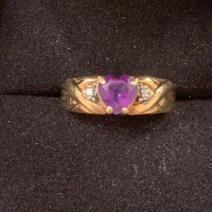 10k Diamond amethyst Gold Ring